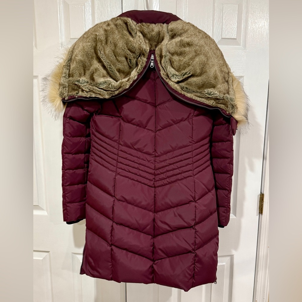 Pajar Maroon Burgundy Down Puffer Coat with Faux Fur Trim - Picture 6 of 16